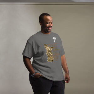st michael archangel with prayer men's t shirt