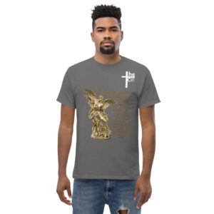 st michael archangel with prayer men's t shirt