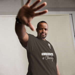 the victory of truth is charity men's t shirt