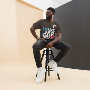 i came, i saw, god conquered! men's t shirt