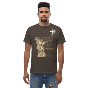 st michael archangel with prayer men's t shirt