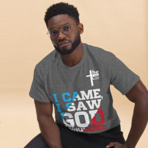 i came, i saw, god conquered! men's t shirt