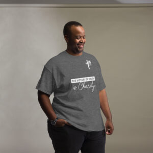 the victory of truth is charity men's t shirt