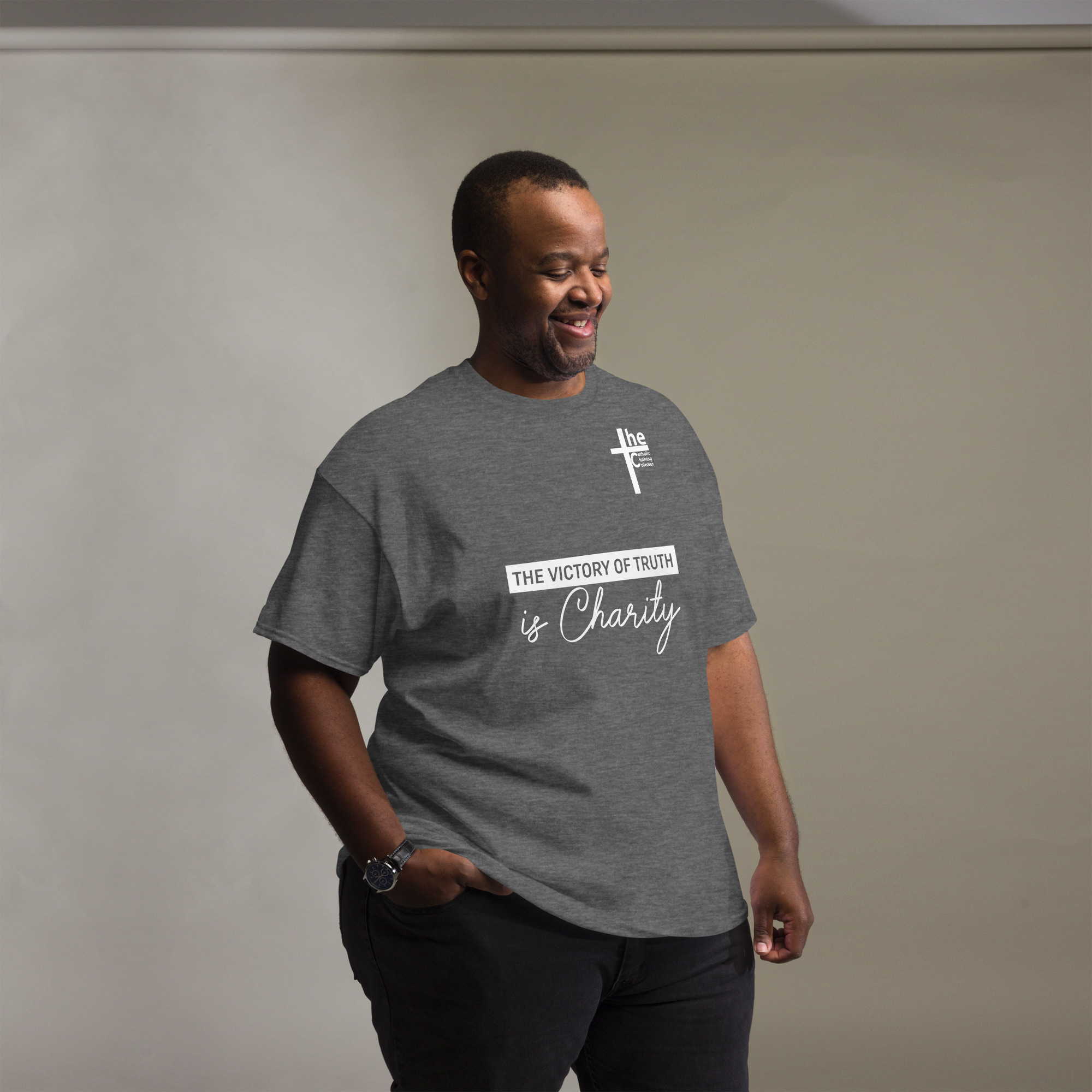 the victory of truth is charity men's t shirt the victory of truth is charity men's t shirt