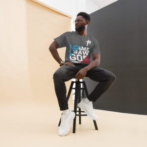 i came, i saw, god conquered! men's t shirt