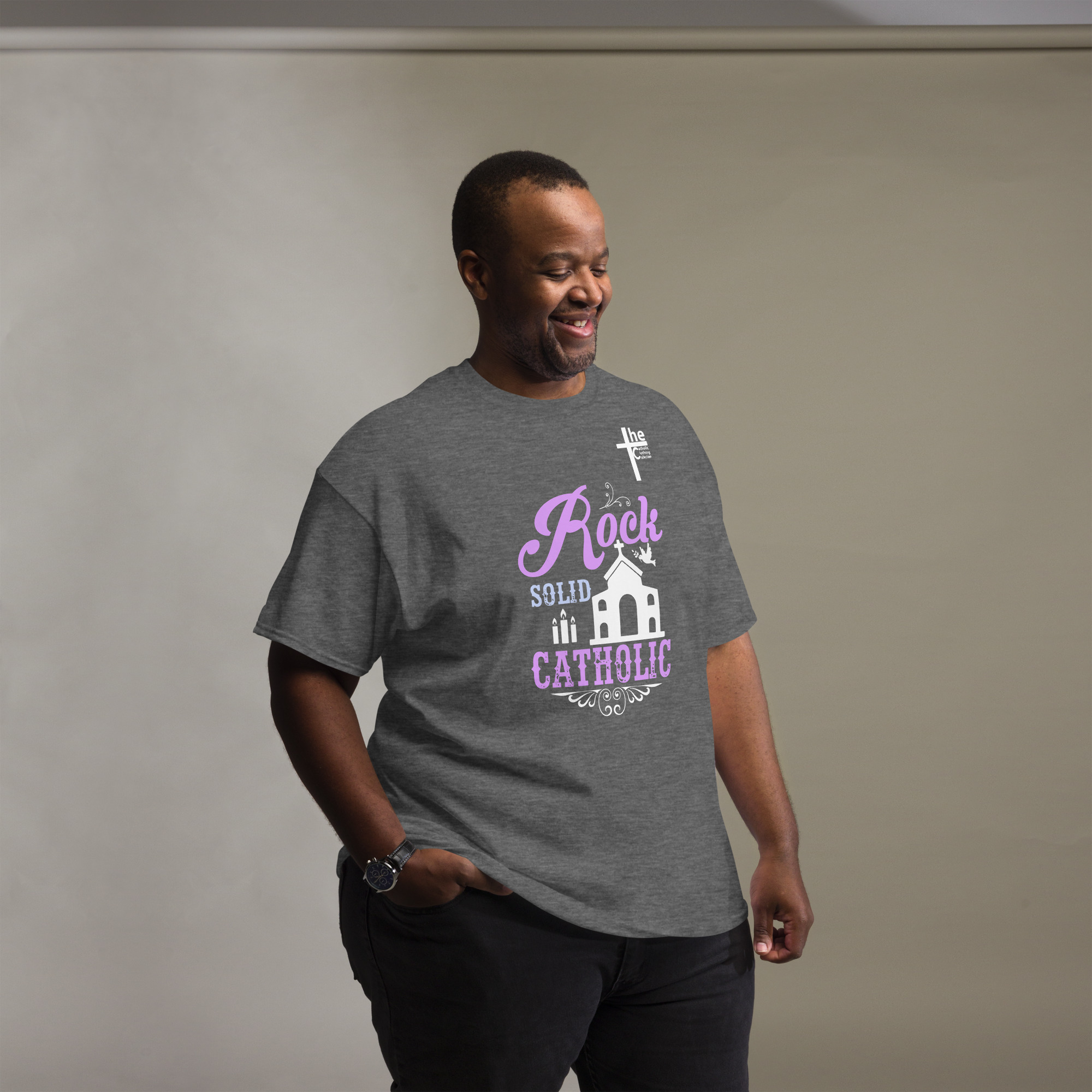 rock solid catholic men's t shirt rock solid catholic men's t shirt