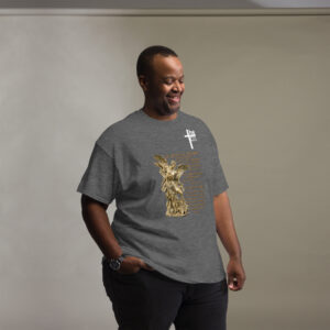 st michael archangel with prayer men's t shirt