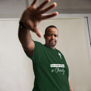 the victory of truth is charity men's t shirt