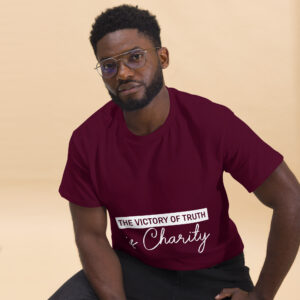the victory of truth is charity men's christian t shirt