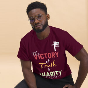 victory of truth is charity men's t shirt