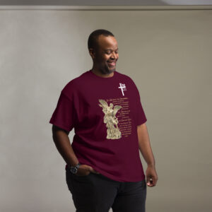 st michael archangel with prayer men's t shirt