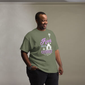 rock solid catholic men's t shirt