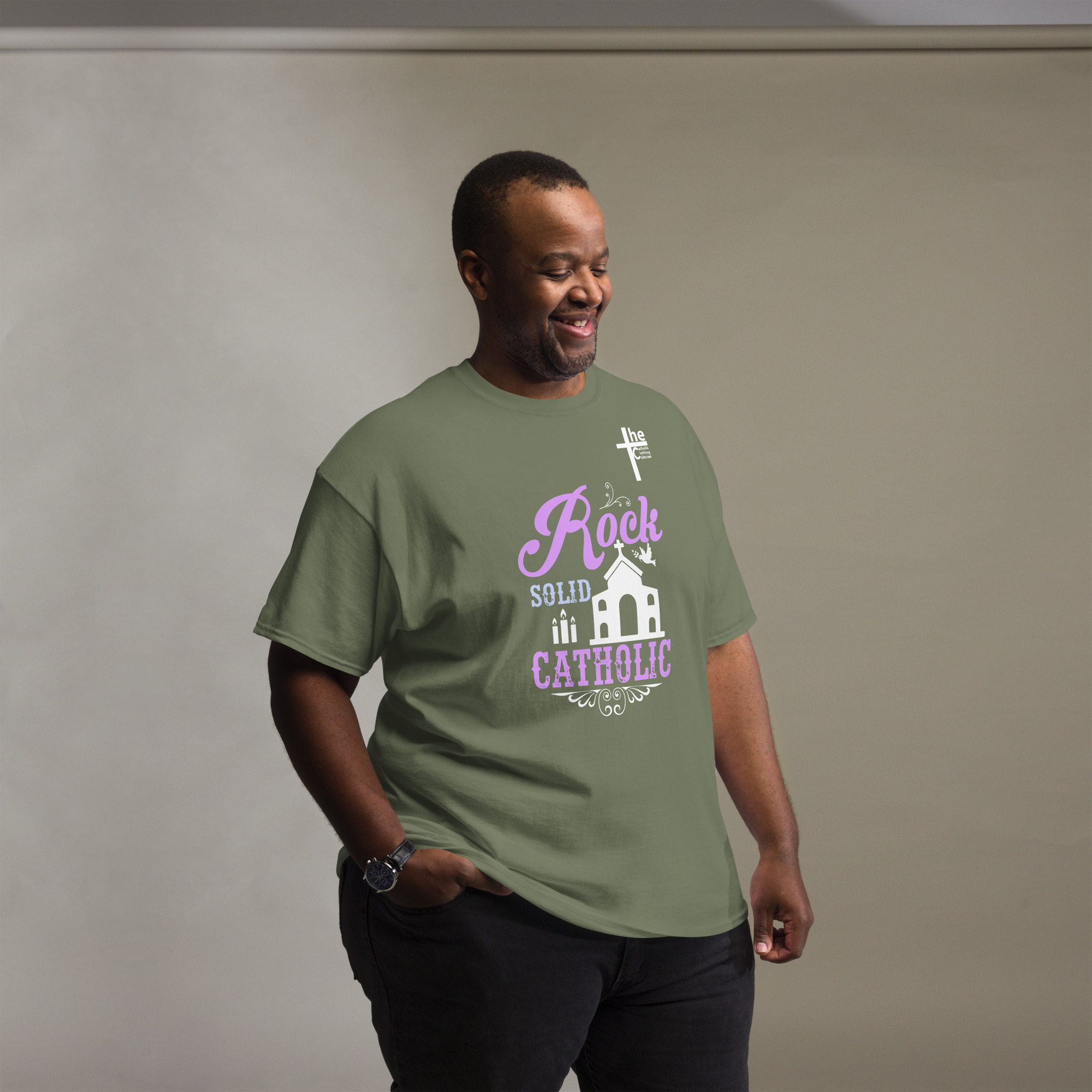 rock solid catholic men's t shirt rock solid catholic men's t shirt
