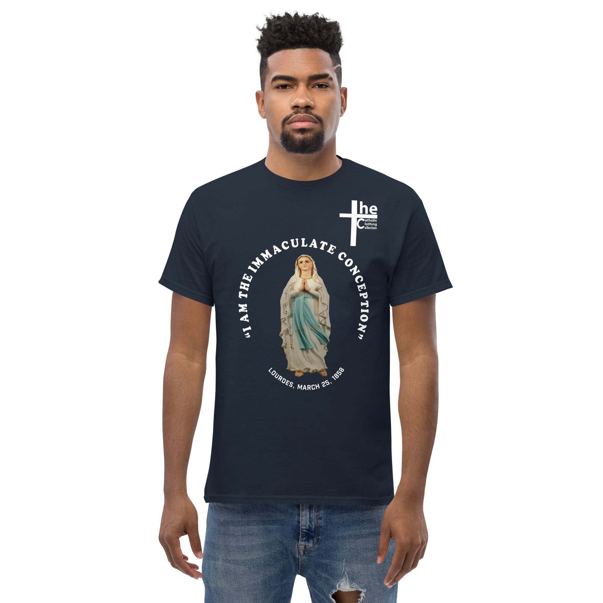 i am the immaculate conception lourdes, france march 25, 1858 men's t shirt i am the immaculate conception lourdes, france march 25, 1858 men's t shirt