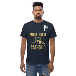 rock solid catholic men's t shirt
