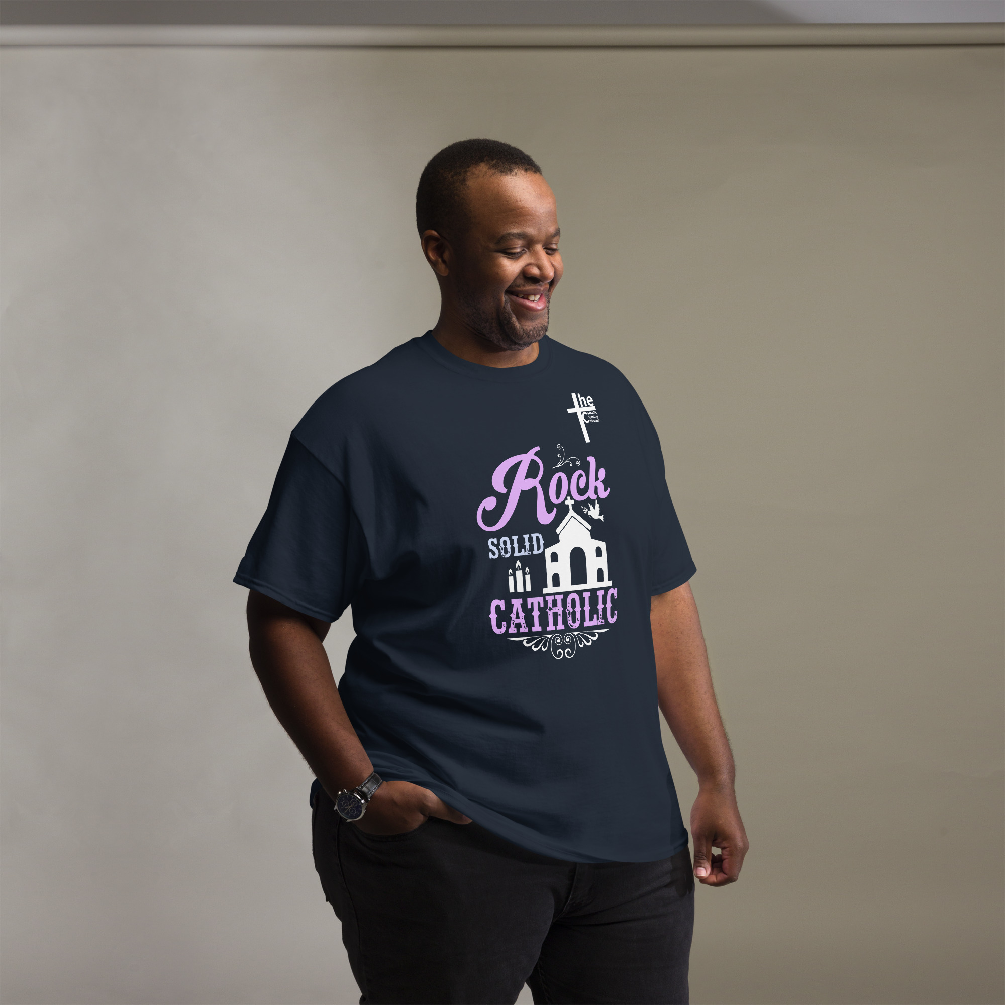 rock solid catholic men's t shirt rock solid catholic men's t shirt