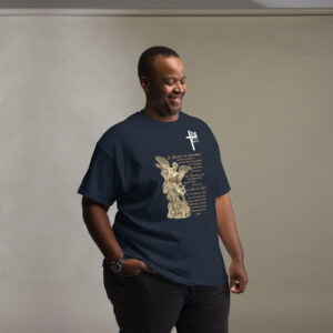 st michael archangel with prayer men's t shirt
