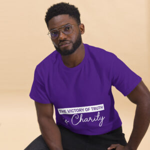 the victory of truth is charity men's christian t shirt