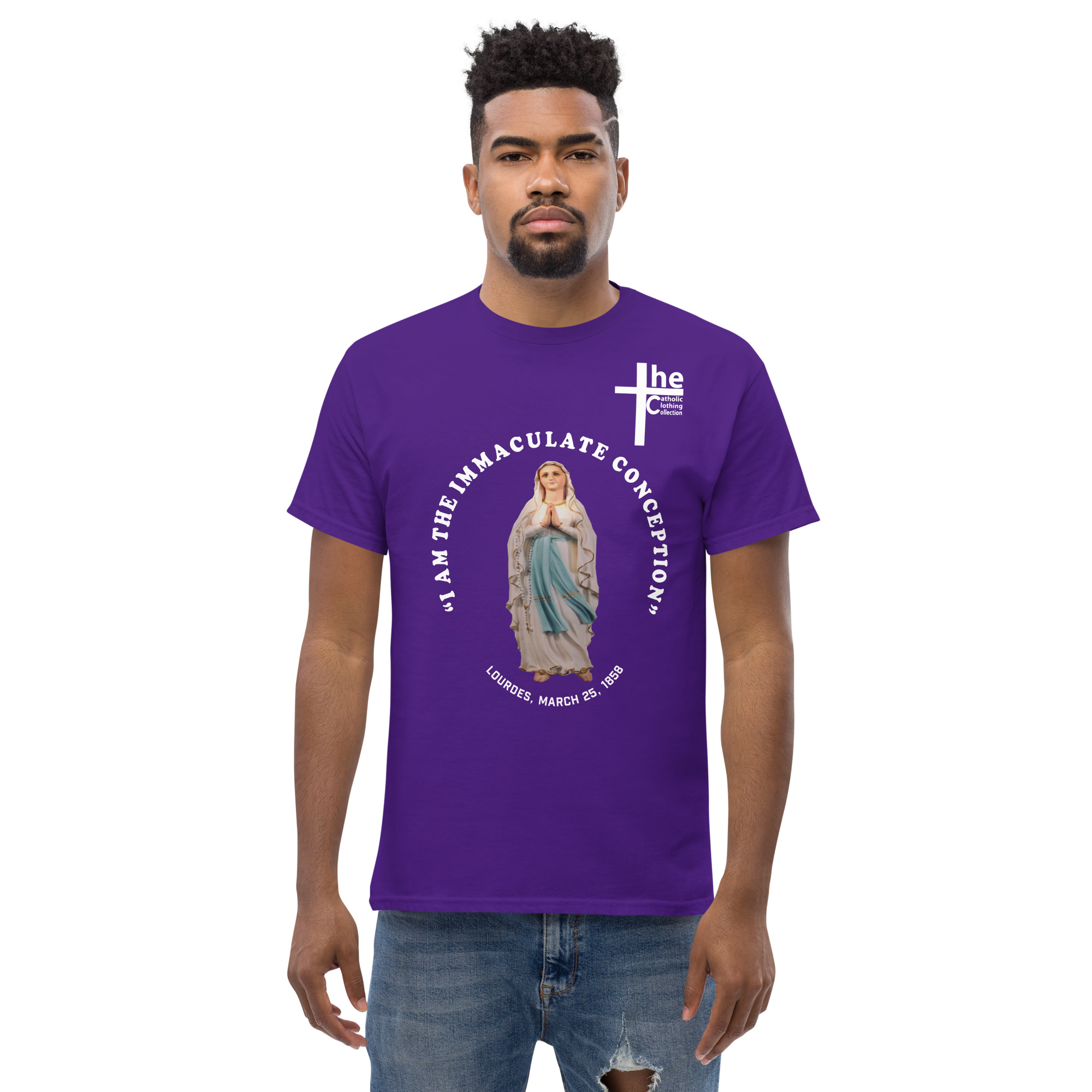 i am the immaculate conception lourdes, france march 25, 1858 men's t shirt i am the immaculate conception lourdes, france march 25, 1858 men's t shirt