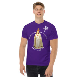 our lady of fatima pray for us men's t shirt