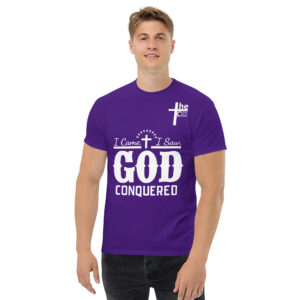 i came, i saw, god conquered men's t shirt