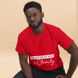 the victory of truth is charity men's christian t shirt