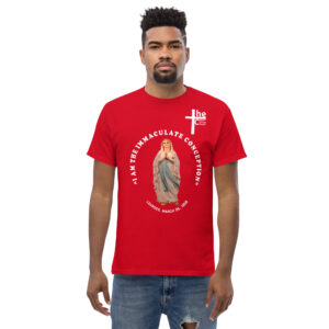 i am the immaculate conception lourdes, france march 25, 1858 men's t shirt