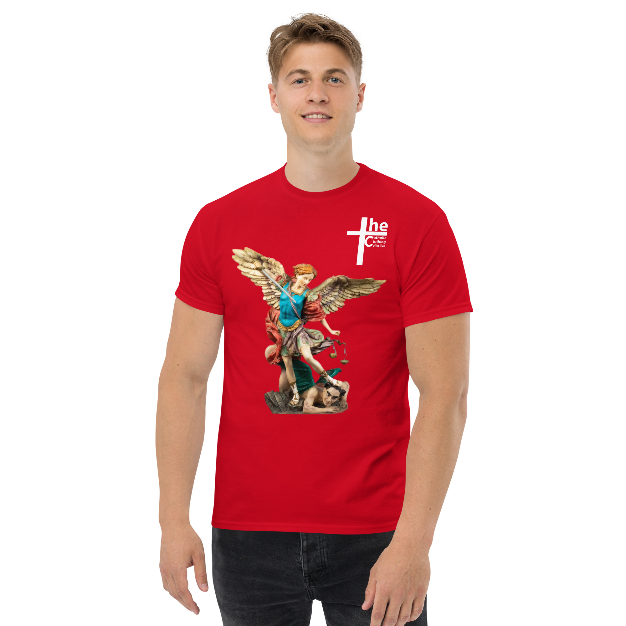 st michael archangel (colour) men's t shirt st michael archangel (colour) men's t shirt