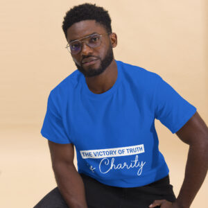 the victory of truth is charity men's christian t shirt