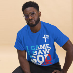i came, i saw, god conquered! men's t shirt