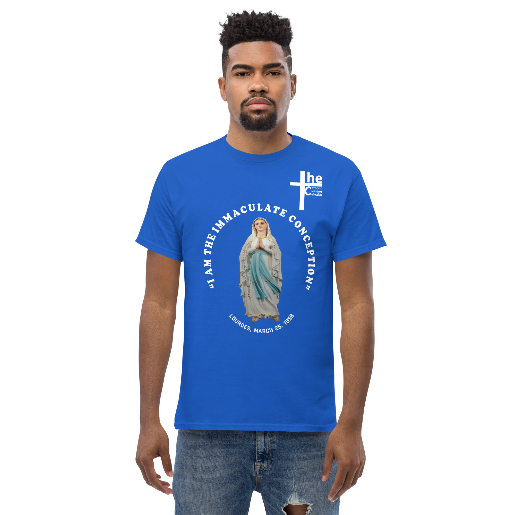 i am the immaculate conception lourdes, france march 25, 1858 men's t shirt i am the immaculate conception lourdes, france march 25, 1858 men's t shirt