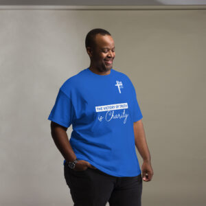 the victory of truth is charity men's t shirt