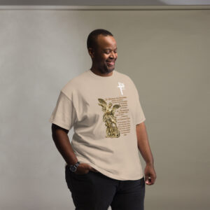 st michael archangel with prayer men's t shirt