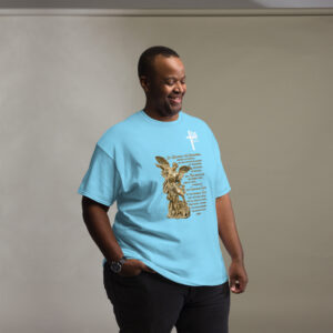 st michael archangel with prayer men's t shirt