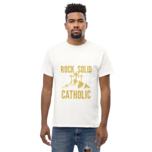 rock solid catholic men's t shirt