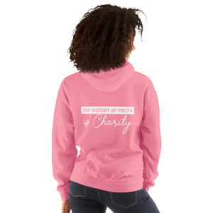 the victory of truth is charity women's christian hoodie