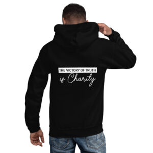 the victory of truth is charity men's christian hoodie