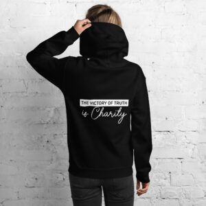 the victory of truth is charity women's hoodie