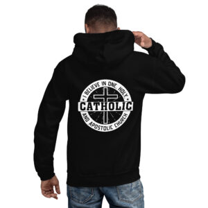 i believe in one, holy, catholic and apostolic church men's hoodie