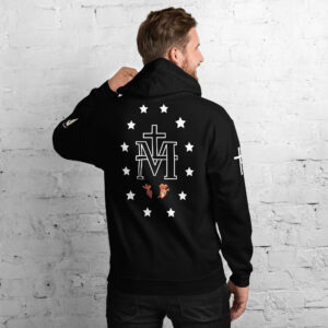 miraculous medal (coloured hearts) men's hoodie