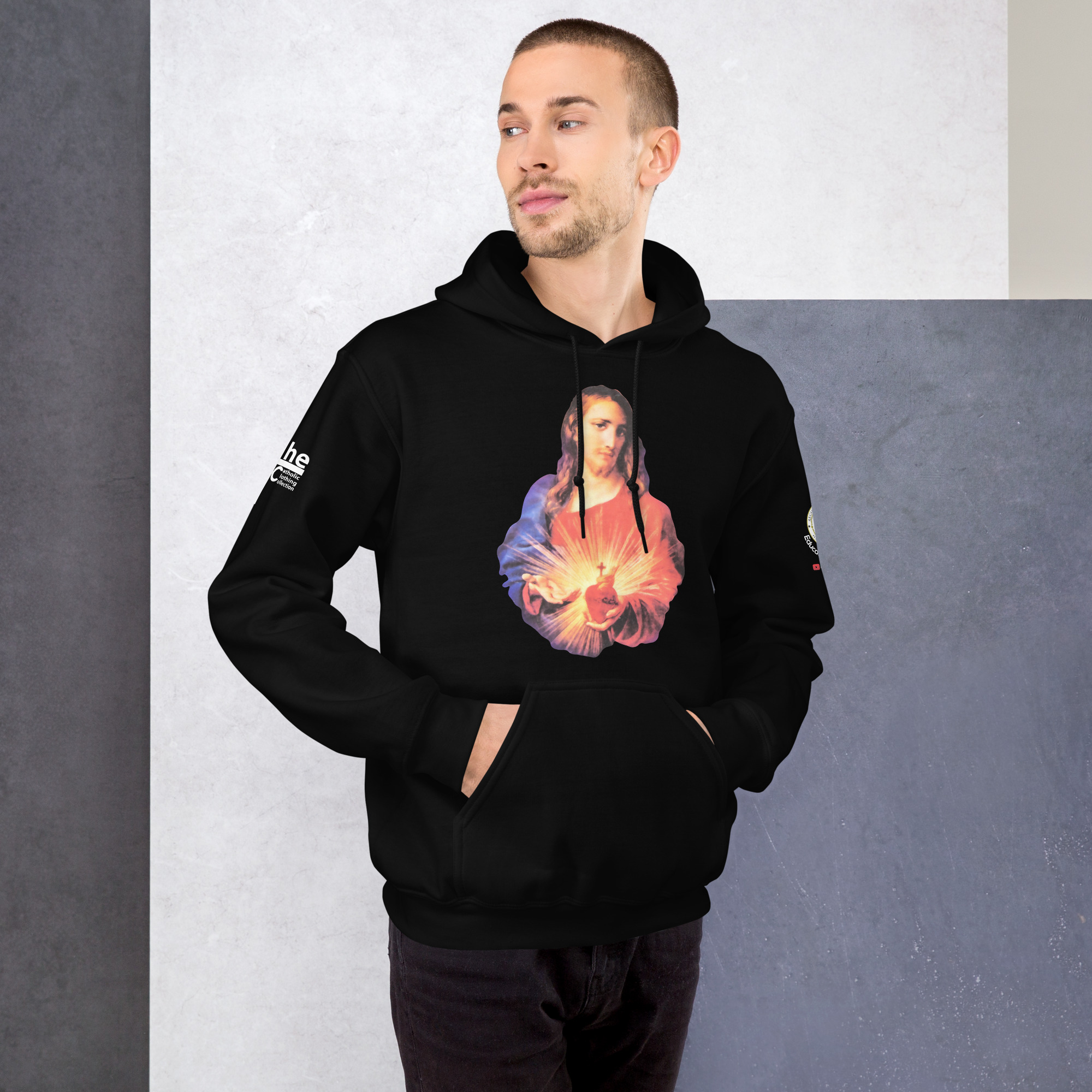sacred heart of jesus and immaculate heart of mary men's hoodie sacred heart of jesus and immaculate heart of mary men's hoodie