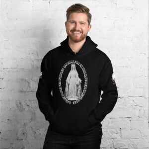 miraculous medal (coloured hearts) men's hoodie