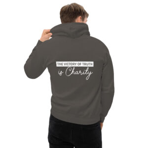 the victory of truth is charity men's hoodie