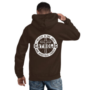 i believe in one, holy, catholic and apostolic church men's hoodie