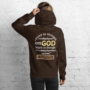 pray and work st augustine women's hoodie