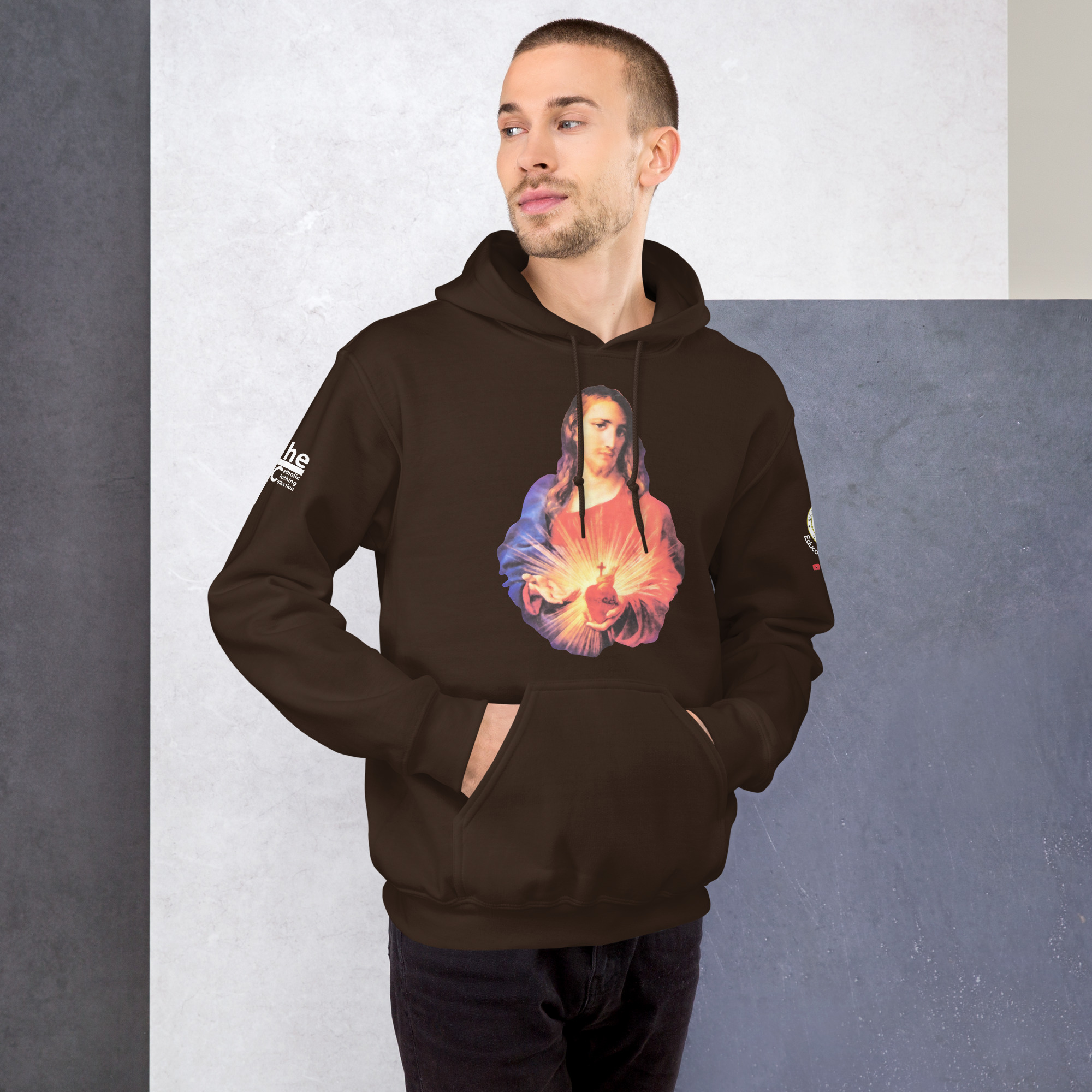 sacred heart of jesus and immaculate heart of mary men's hoodie sacred heart of jesus and immaculate heart of mary men's hoodie