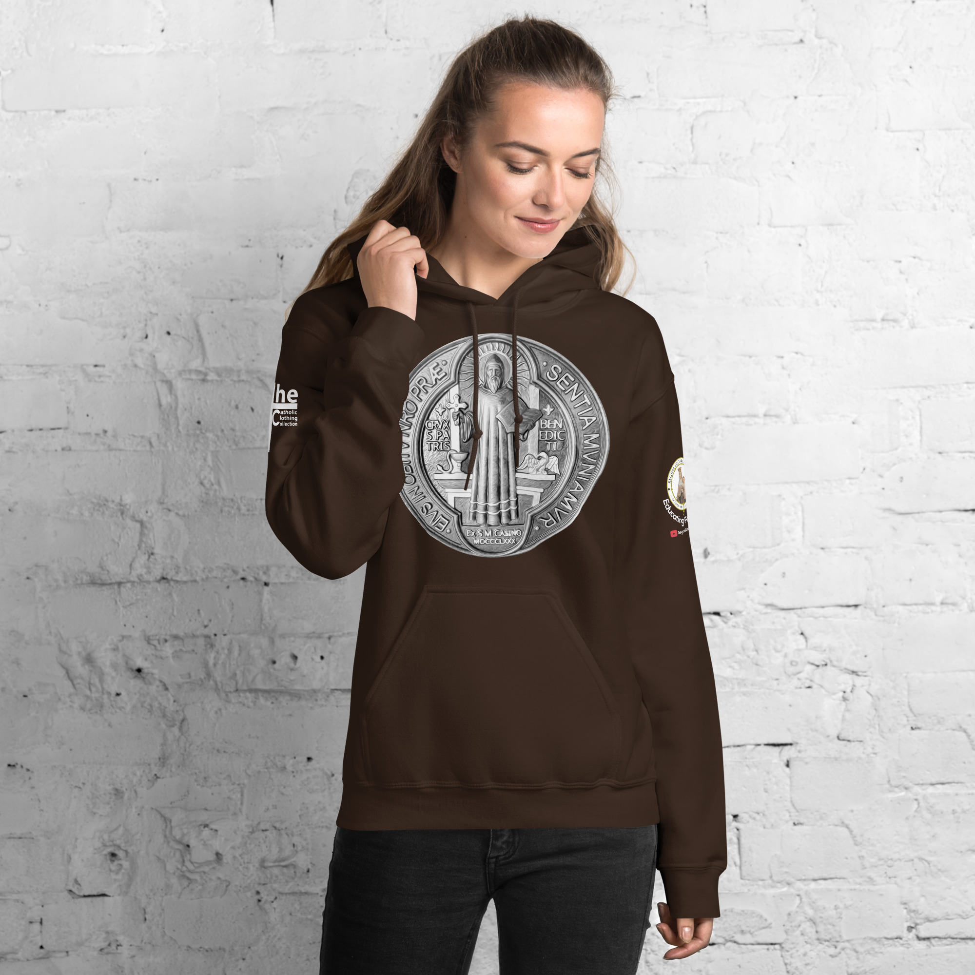 st benedict medal women's hoodie st benedict medal women's hoodie