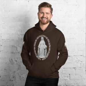miraculous medal (coloured hearts) men's hoodie