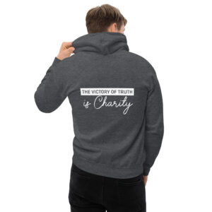 the victory of truth is charity men's hoodie