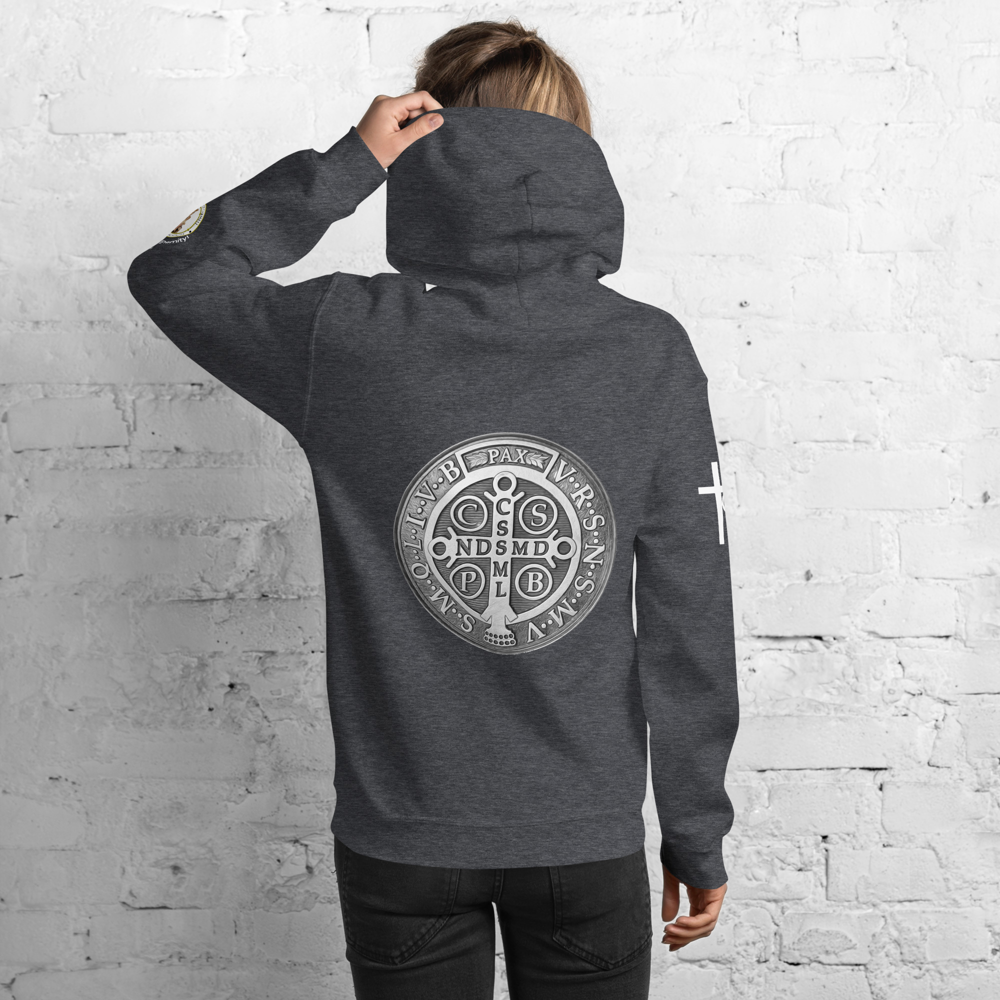 st benedict medal women's hoodie st benedict medal women's hoodie
